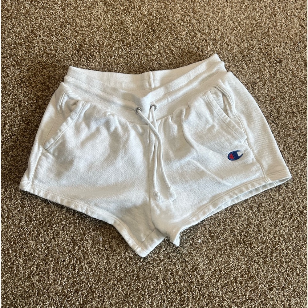 Womens Champion Sweat Shorts || White, Size: Medium